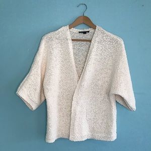 Ann Taylor cardigan short dolman sleeve cream gold